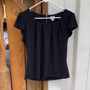 Black stretch top, ruffle sleeves size L